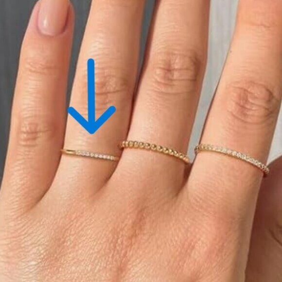 Waterproof Gold Zircon Ring Dainty Non Tarnish Everyday Stacking Jewelry - Picture 4 of 11